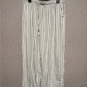 Elegant Striped Cream Wide Leg Pants